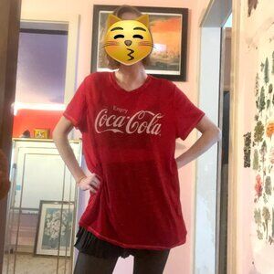 Vintage Style Coca-Cola Red Burnout Graphic Tee - XXL